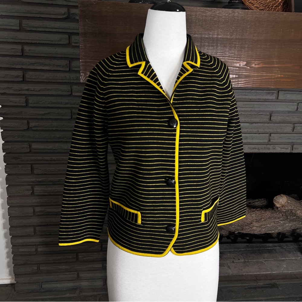 Marco Polo vintage‎ wool black mustard yellow striped jacket